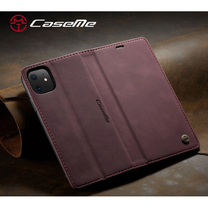 Чохол-книжка CaseMe з нубуку для iPhone 12 mini Бордовий