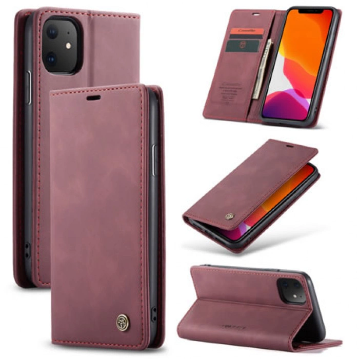Чохол-книжка CaseMe з нубуку для iPhone 12 mini Бордовий