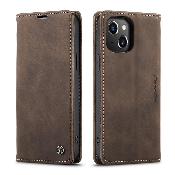 Чехол-книжка CaseMe из нубука для iPhone 13 Тёмно-коричневый
