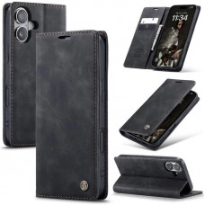 Чохол-книжка CaseMe з нубуку для iPhone 16 Чорний