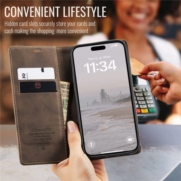 Чохол-книжка CaseMe з нубуку для iPhone 16 Pro Темно-коричневий