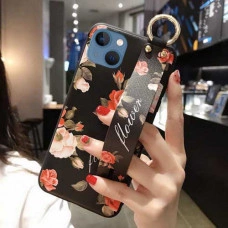 Силиконовый чехол для iPhone 13 с ремешком-подставкой Розы