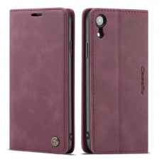 Чохол-книжка CaseMe з нубуку для iPhone XR Бордовий