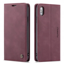 Чохол-книжка CaseMe з нубуку для iPhone XS Max Бордовий