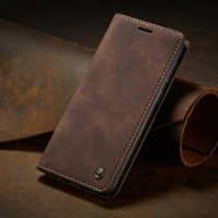 Чехол-книжка CaseMe из нубука для Xiaomi Redmi Note 13 Pro+ 5G Тёмно-коричневый