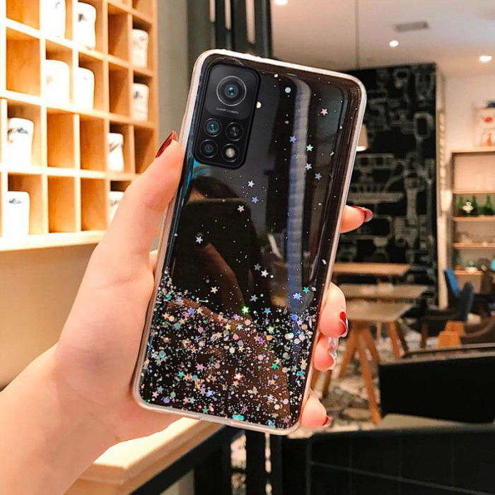 Силиконовый чехол с блестками для Xiaomi Mi 10T/Pro Черный
