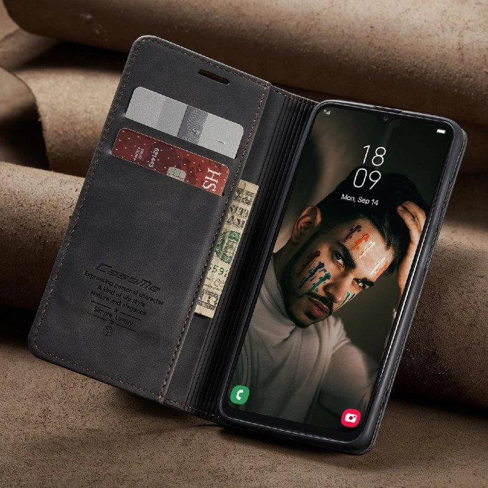 Чехол-книжка CaseMe из нубука для Xiaomi Mi 13 Lite Чёрный