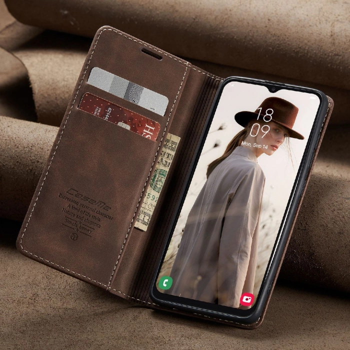 Чохол-книжка CaseMe із нубуку для Xiaomi Poco C75 Темно-коричневий