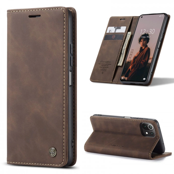 Чохол-книжка CaseMe із нубуку для Xiaomi Poco C75 Темно-коричневий