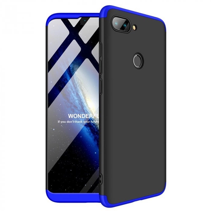 Матовый защитный чехол GKK 360° для Xiaomi Mi 8 Lite Чёрно-синий Матовый защитный чехол GKK 360° для Xiaomi Mi 8 Lite Чёрно-синий