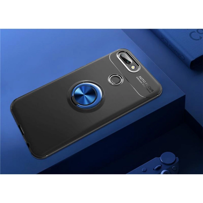 Силиконовый бампер для Xiaomi Mi 8 Lite с кольцом-держателем Синий