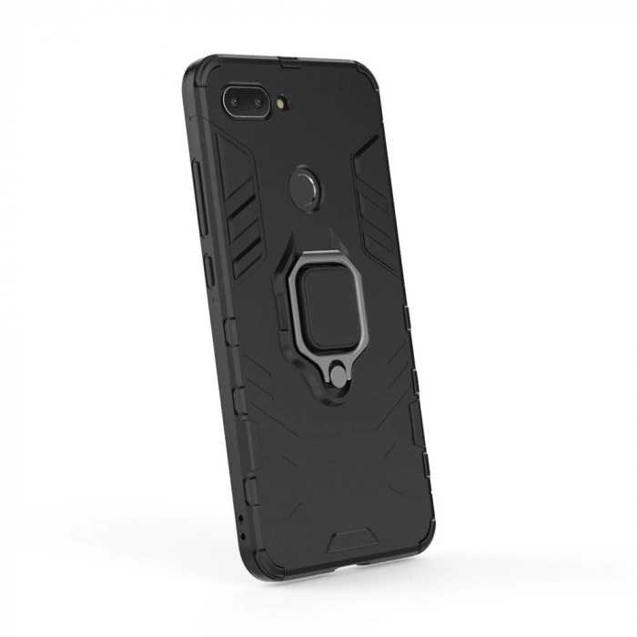 Захисний бампер IronMan для Xiaomi Mi 8 Lite з кільцем-тримачем Чорний