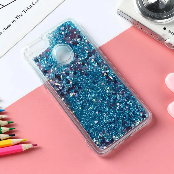Силиконовый чехол с жидким глиттером для Xiaomi Mi 8 Lite Синий Силиконовый чехол с жидким глиттером для Xiaomi Mi 8 Lite Синий