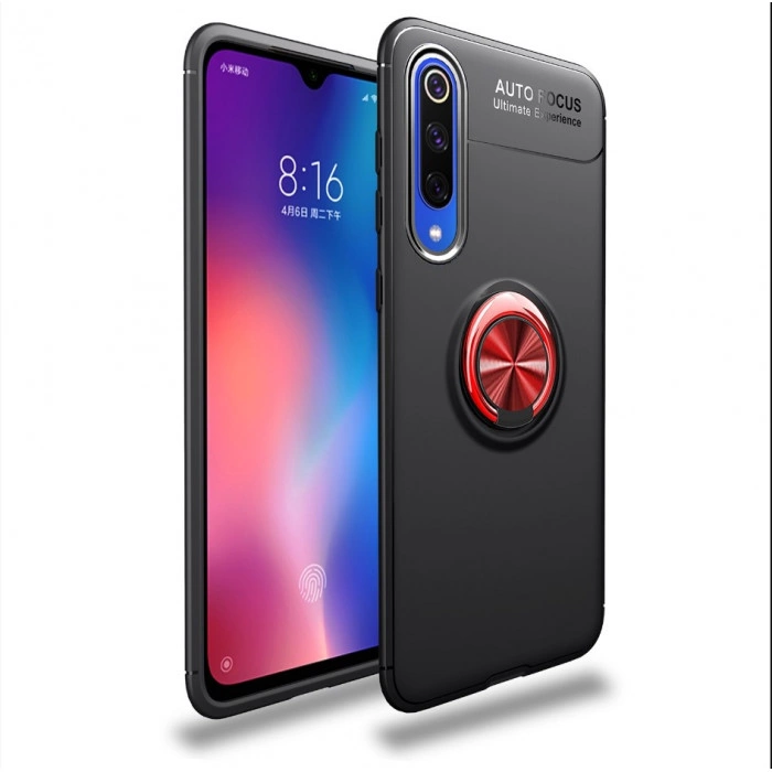 Силиконовый бампер для Xiaomi Mi A3 с кольцом-держателем Красный