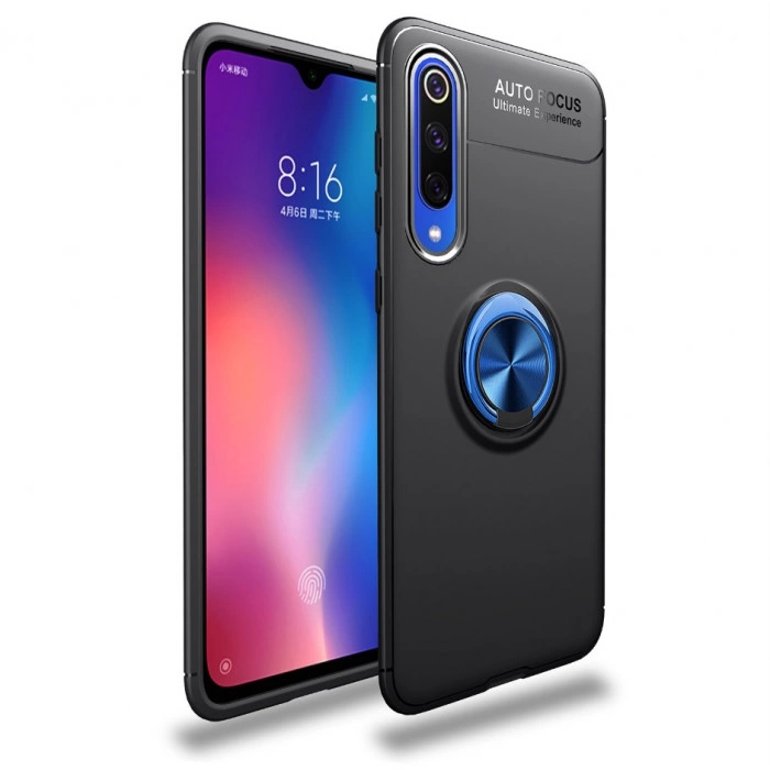 Силиконовый бампер для Xiaomi Mi 9 с кольцом-держателем Синий