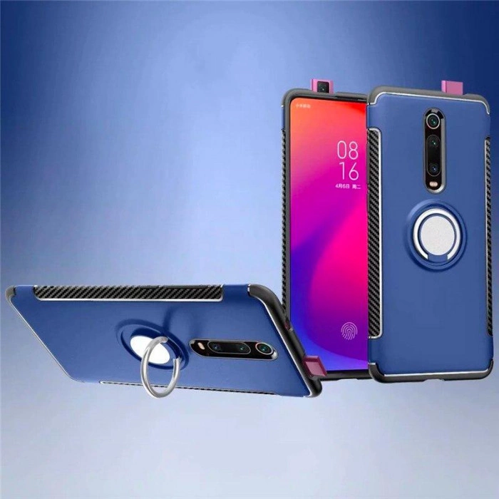 Противоударный бампер для Xiaomi Mi 9T/Pro с кольцом-держателем Синий Противоударный бампер для Xiaomi Mi 9T/Pro с кольцом-держателем Синий