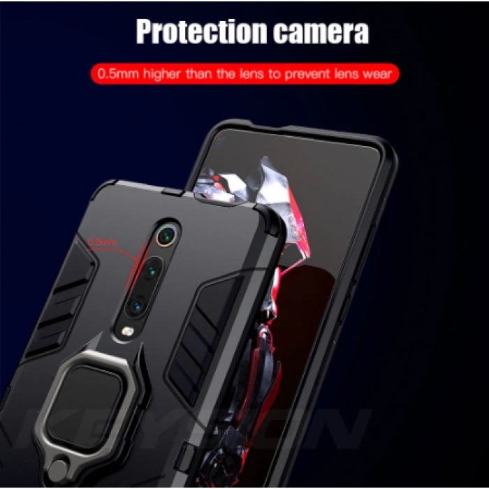 IronMan ультратонкий защитный бампер для Xiaomi Mi 9T/Pro(Redmi K20) с кольцом-держателем Черный