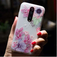 Рельефный силиконовый чехол для Xiaomi Mi 9T/Pro с картинкой Цветочная композиция