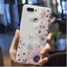 Рельефный силиконовый чехол для Xiaomi Mi A1 с картинкой Цветы и бабочки