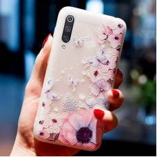 Рельефный силиконовый чехол для Samsung A30s/A50/A50s с картинкой Цветы и бабочки