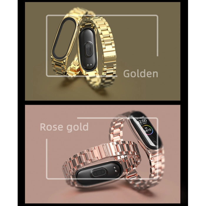 Ремінець MiJobs Plus металевий для Xiaomi Mi Band 3/4 Black/Rose/Gold/Silver/Blue/Purple