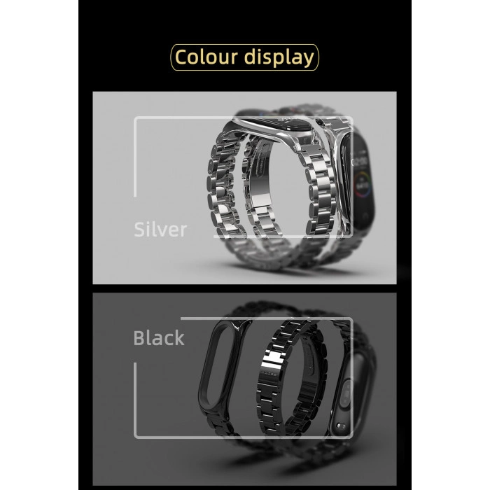 Ремінець MiJobs Plus металевий для Xiaomi Mi Band 3/4 Black/Rose/Gold/Silver/Blue/Purple