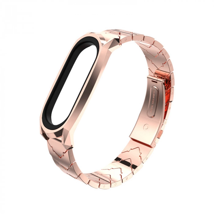 Ремінець MiJobs V-shape металевий для Xiaomi Mi Band 7 Rose Gold