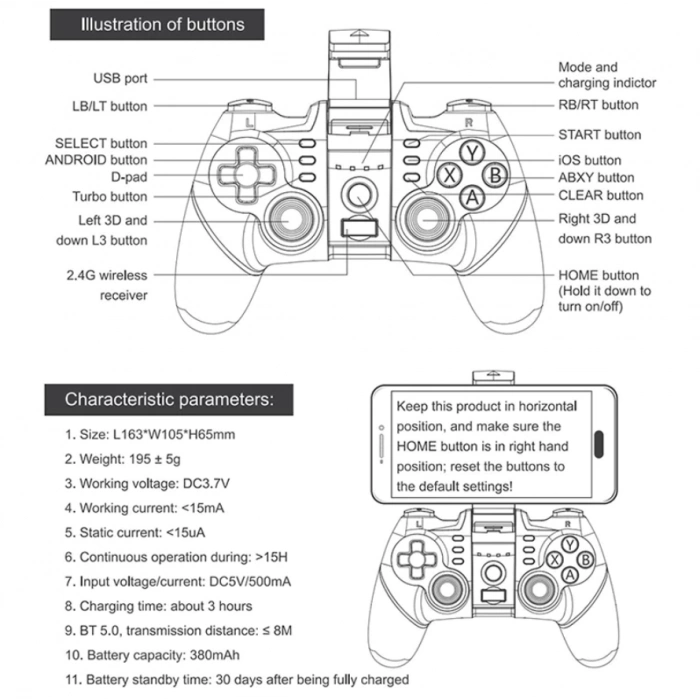 Беспроводной геймпад iPega PG-9076 PC/Android/IOS/PS3