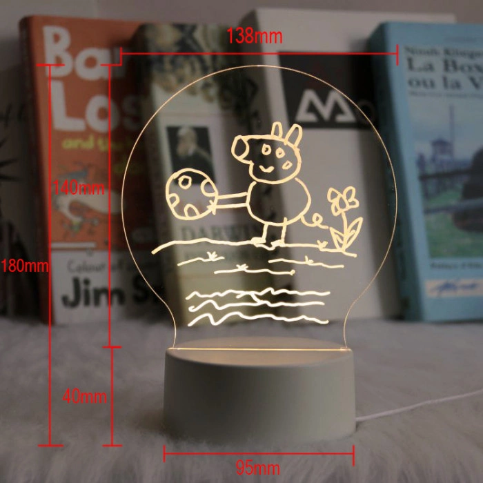 3D светильник-ночник планер круглый с маркером на котором можно писать 3D Creative