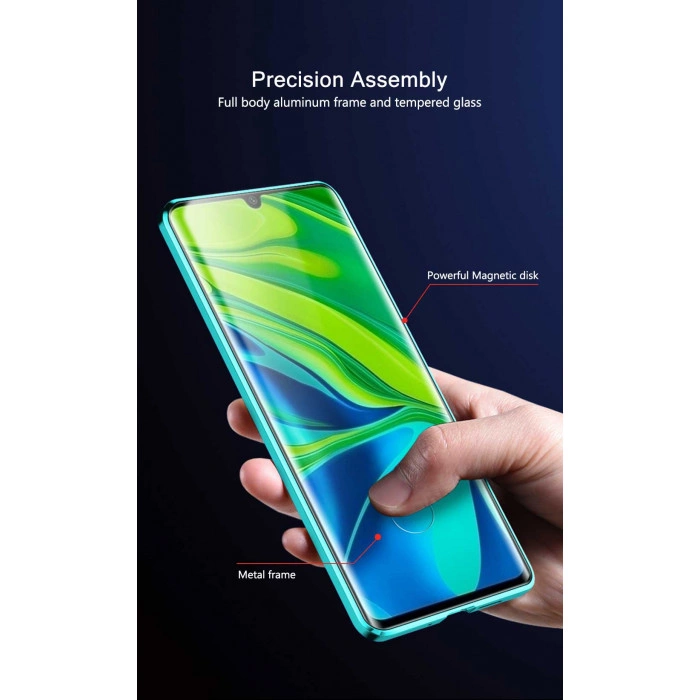 Двосторонній магнітний чохол для Xiaomi Mi Note 10 Lite Бірюзовий