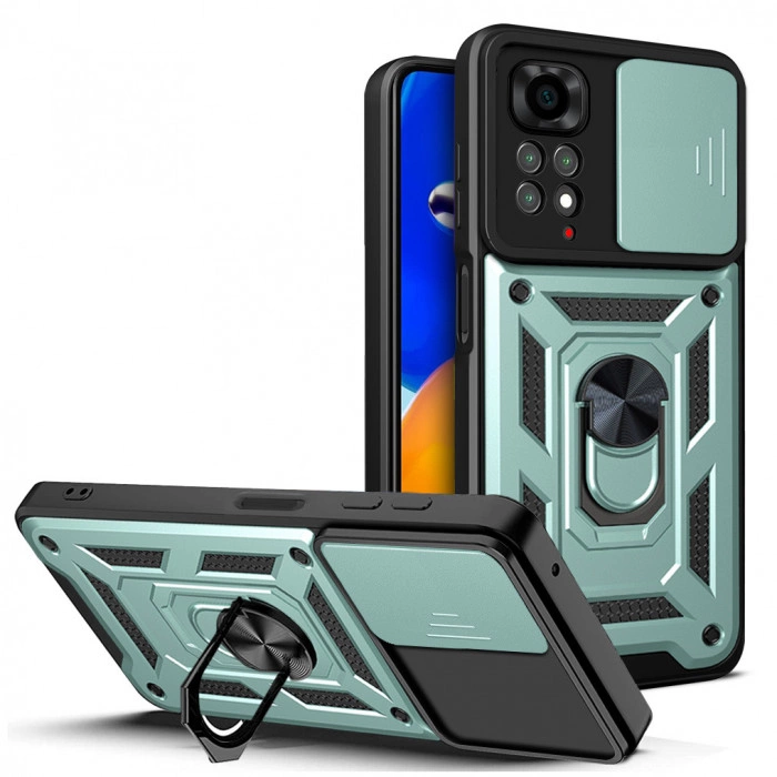 Протиударний чохол Camshield для Xiaomi Redmi Note 11/11s з кільцем-тримачем Зелений Протиударний чохол Camshield для Xiaomi Redmi Note 11/11s з кільцем-тримачем Зелений