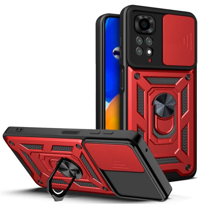 Противоударный чехол Camshield для Xiaomi Redmi Note 12 Pro 4G с кольцом-держателем Красный Противоударный чехол Camshield для Xiaomi Redmi Note 12 Pro 4G с кольцом-держателем Красный