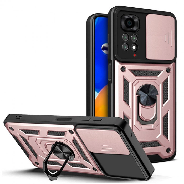 Противоударный чехол Camshield для Xiaomi Redmi Note 11/11s с кольцом-держателем Розовый Противоударный чехол Camshield для Xiaomi Redmi Note 11/11s с кольцом-держателем Розовый
