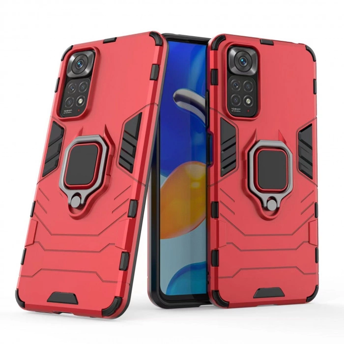 Захисний бампер IronMan для Xiaomi Redmi Note 12 Pro 4G з кільцем-тримачем Червоний