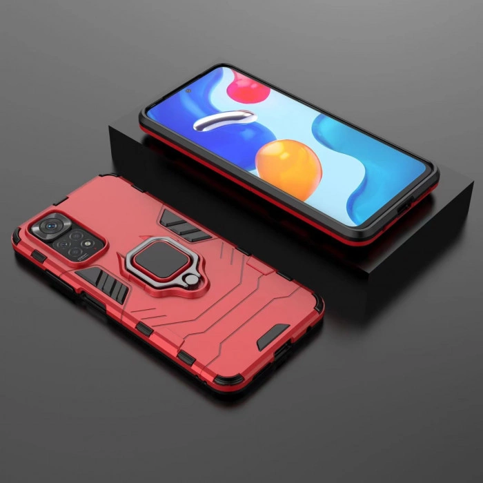 Захисний бампер IronMan для Xiaomi Redmi Note 12 Pro 4G з кільцем-тримачем Червоний