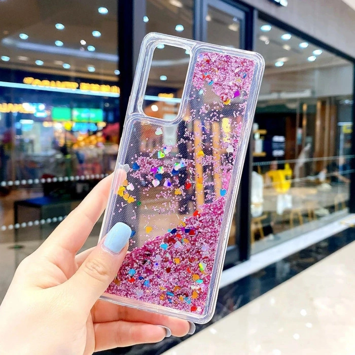 Силіконовий чохол з рідким гліттером для Xiaomi Redmi Note 11/11s Рожевий