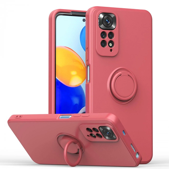 Силиконовый чехол Soft Touch с кольцом-держателем для Xiaomi Redmi Note 11/11s Малиновый Силиконовый чехол Soft Touch с кольцом-держателем для Xiaomi Redmi Note 11/11s Малиновый