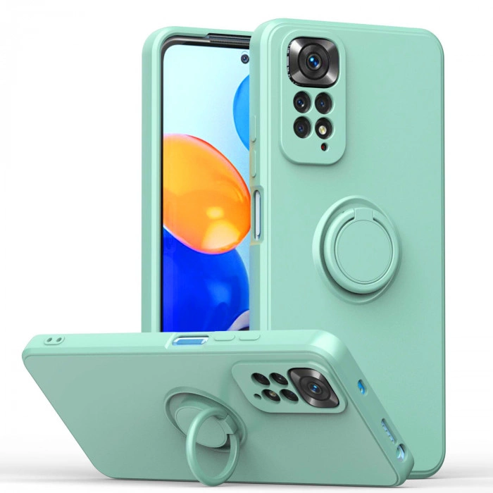 Силиконовый чехол Soft Touch с кольцом-держателем для Xiaomi Redmi Note 11/11s Мятный Силиконовый чехол Soft Touch с кольцом-держателем для Xiaomi Redmi Note 11/11s Мятный