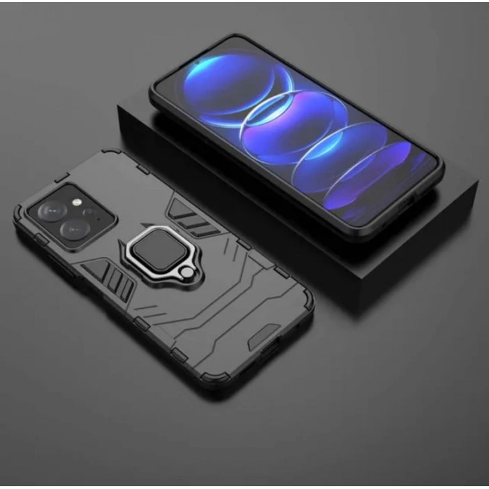 Защитный бампер IronMan для Xiaomi Redmi Note 12 4G с кольцом-держателем Чёрный