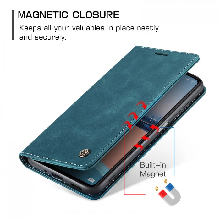 Чехол-книжка CaseMe из нубука для Xiaomi Redmi Note 12 5G Бирюзовый