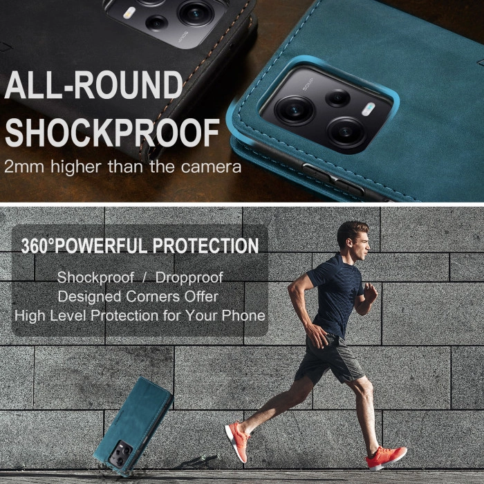 Чехол-книжка CaseMe из нубука для Xiaomi Redmi Note 12 5G Бирюзовый