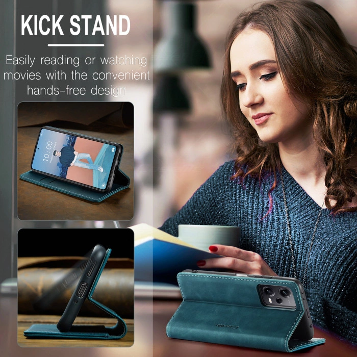 Чехол-книжка CaseMe из нубука для Xiaomi Redmi Note 12 5G Бирюзовый