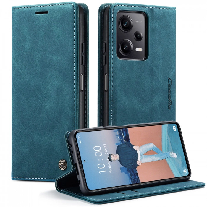 Чехол-книжка CaseMe из нубука для Xiaomi Redmi Note 12 5G Бирюзовый
