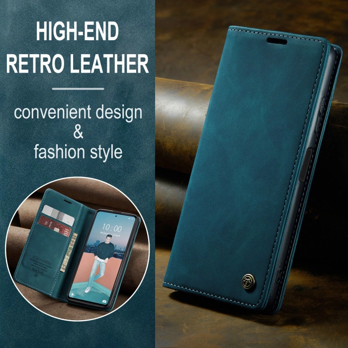 Чехол-книжка CaseMe из нубука для Xiaomi Redmi Note 12 5G Бирюзовый
