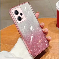 Чехол с блестками и защитой камеры для Xiaomi Redmi Note 12 Pro+ 5G Розовый