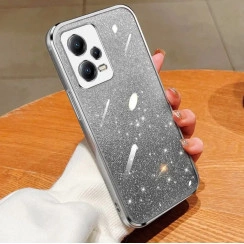 Чехол с блестками и защитой камеры для Xiaomi Redmi Note 12 Pro+ 5G Серебристый
