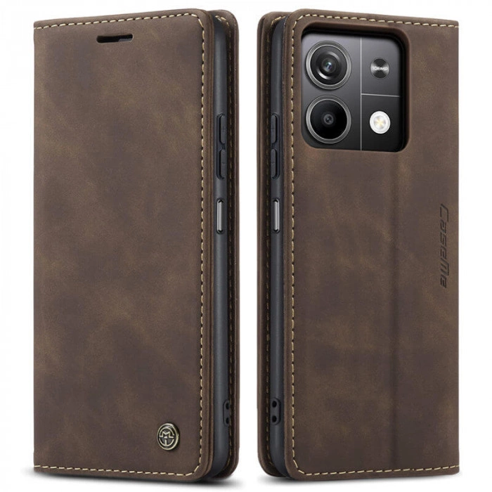 Чехол-книжка CaseMe из нубука для Xiaomi Redmi Note 13 Pro 5G Тёмно-коричневый