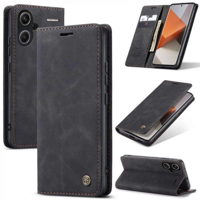 Чохол-книжка CaseMe із нубуку для Xiaomi Redmi Note 13 Pro+ 5G Чорний