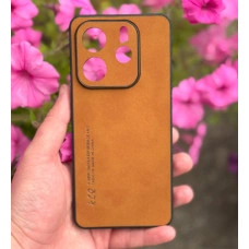 Силиконовый чехол с текстильным покрытием для Xiaomi Redmi Note 14 5G Коричневый