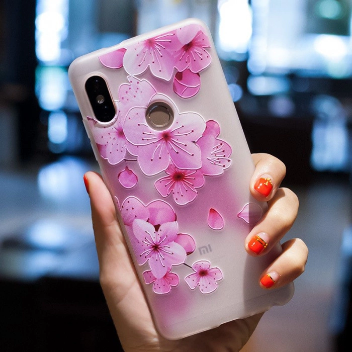 Рельєфний силіконовий чохол для Xiaomi Mi A1 з зображенням Колір вишні
